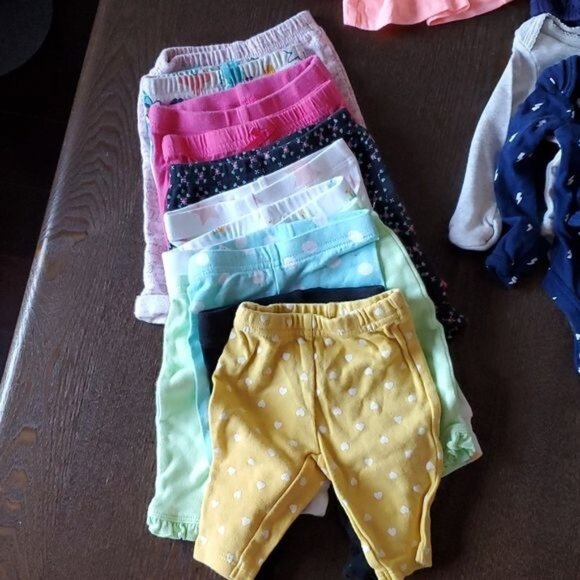 Newborn INFANT Baby Girl Long Pants ONE PIECE Shirts Tops Jumpers Dress Pajama - Picture 2 of 16